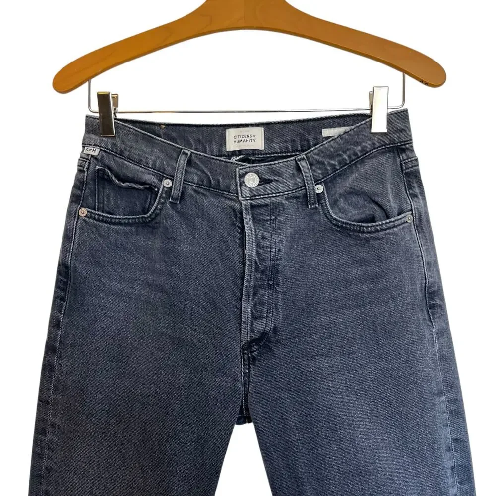 Citizens of Humanity Charlotte High Rise Straight Whisper Wash Charcoal Gray 27